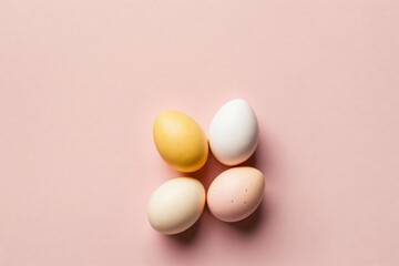 Four eggs on pink background