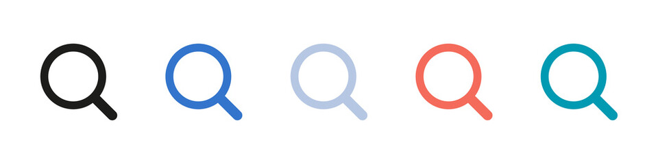 Magnifying glass icon set on a transparent background.