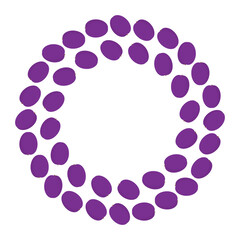 Stylized Plums Circular frame border in trendy purple. Summer Round Frame border Copy space Template