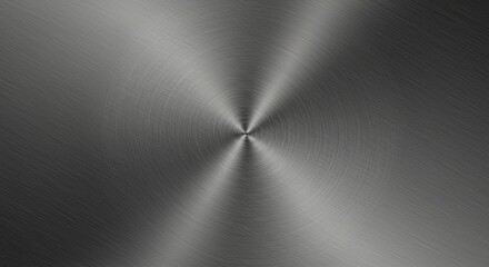 Brushed Metal Texture Background, Circular Grain Pattern, Industrial Steel Surface, Modern Design Element.



