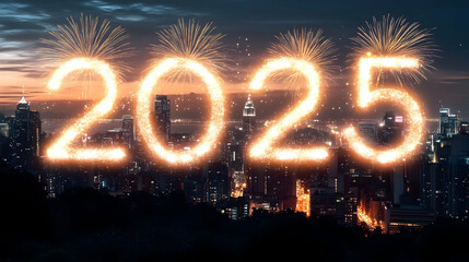Fireworks Display 2025 Illuminates the City Skyline at Night with Dazzling Explosions