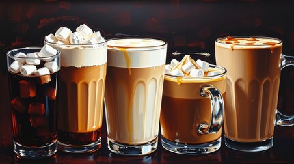 Different kinds of coffee drinks