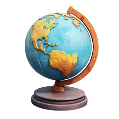 Globe Icon Representing Global Connectivity and Travel on Transparent Background