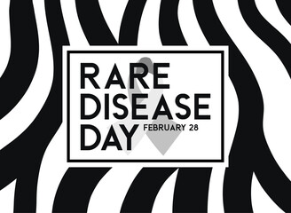 Rare Disease Day. February 28. Abstract black line on white background. Black and white background. Poster, banner, card, background.