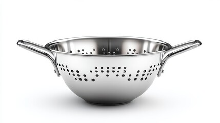 This stainless steel colander features a perforated design ideal for draining pasta, rinsing vegetables, and straining liquids. Its sturdy handles ensure easy handling and stability in the kitchen