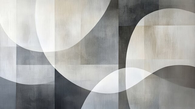 Fototapeta Abstract Grey and White Curvilinear Geometric Art