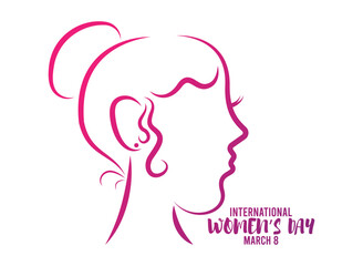 International Women's Day design vector on white background. March 8. Line art. Gradient.