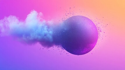 Obraz premium Abstract sphere with vibrant color gradient background, disintegration and cloud effect.