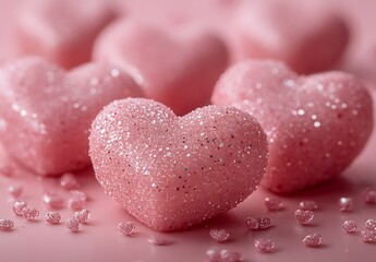 Obraz premium Happy Valentine Day Group of Pink Hearts