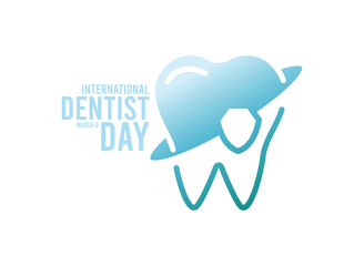 International Dentist Day. March 6. Abstract tooth icon. Gradient. White background. Poster, banner, card.