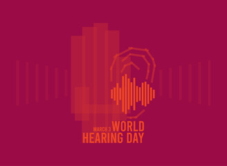 Vector Illustration of World Hearing Day. March 3. Stripe design. Sound wave. Poster, banner, card, background.