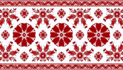 Traditional Ukrainian embroidery pattern, cultural pride, seamless design, red and white colors