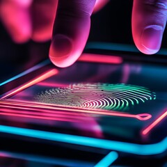 A close-up of biometric authentication being used for a mobile banking app.