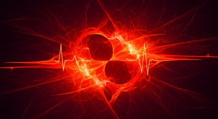 An abstract representation of a racing heartbeat, with vibrant reds and sharp lines. Depression. Mental Health. Anxiety. Stress. Life crisis. Sad.