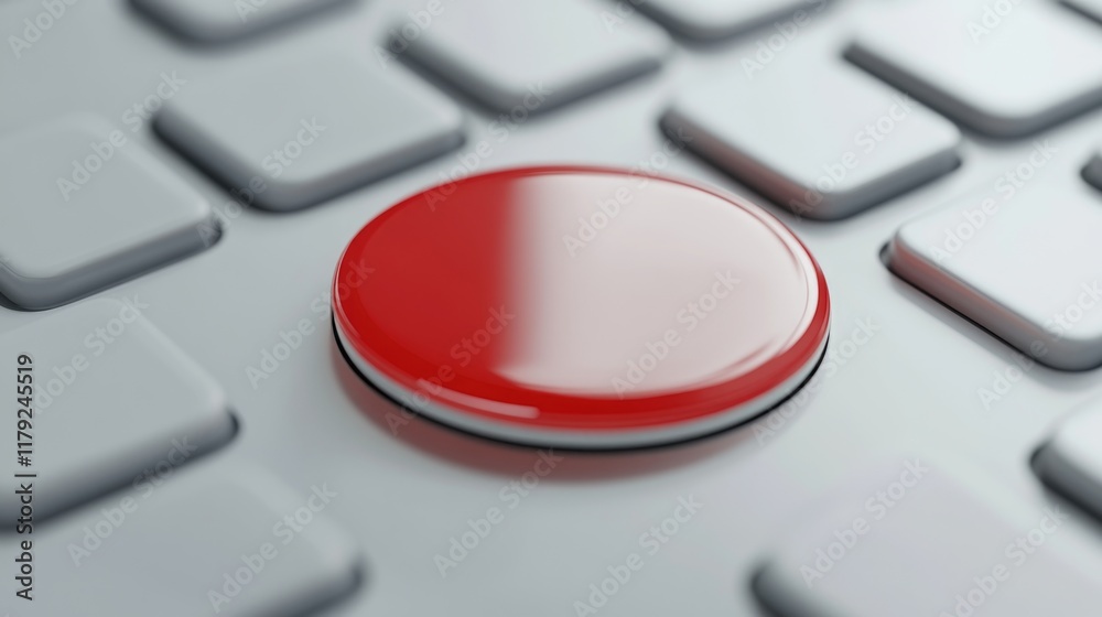 Poster red circular button on a gray keyboard symbolizing web security and digital protection with ample em