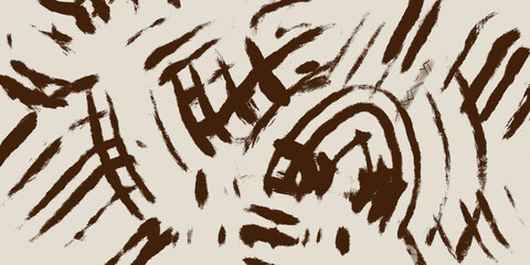 Artistic illustration. Modern abstraction in the grunge style. Asymmetrical uneven lines on a beige background