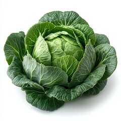 Obraz premium cabbage vegetable isolated on white background with shadow. leafy green lettuce on white bg. organic and healthy cabbage full of vitamins