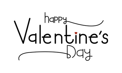 Happy Valentine's Day text design on white background. Hand drawn text design. Poster, banner, card, template.