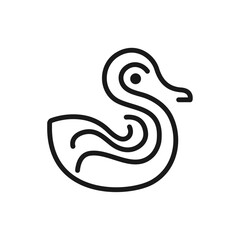 Abstract line duck icon on white background. Wavy line. Flat design vector.