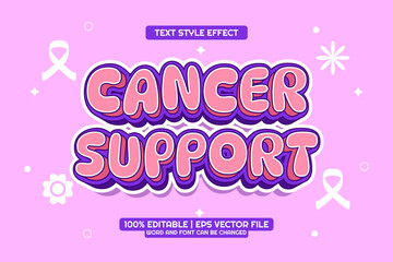 Editable text effect Cancer Support cartoon style