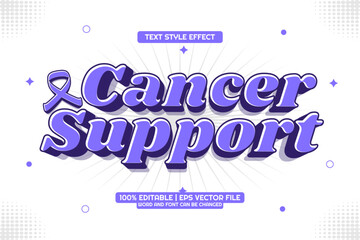 Editable text effect Cancer Support 3D cartoon style