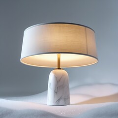 Modern Table Lamp with White Marble Base and Soft Shade