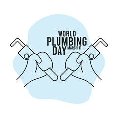 World Plumbing Day. March 11. Abstract background. Line. Outline. Poster, banner, card, background.