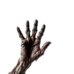 The Grip of Decay: A close-up shot of a decaying hand, its flesh withered and cracked, reaching out with a chilling sense of desperation. The image evokes a sense of dread and the fragility of life. 