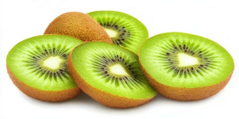 Fototapeta premium Fresh sliced kiwi fruit on white background.
