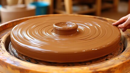 Spinning Pottery Wheel with Clay