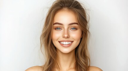 Naklejka premium Close-up of Women with Beautiful White Teeth, Perfect Smile, Professional Photography, Dental Care and Aesthetic Enhancement