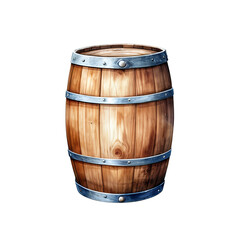 Fototapeta premium Wooden Barrel with Metal Bands 