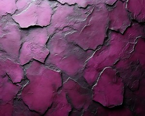 Fototapeta premium Dark pink textured wall with irregular stone shapes.