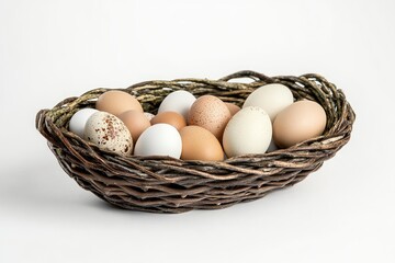 wicker basket with free range eggs 