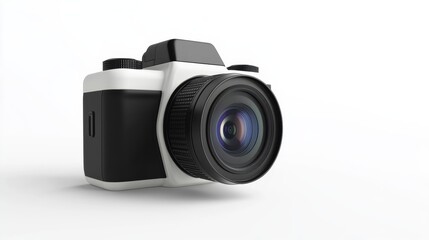 High-definition action camera with wide lens, isolated on a white background