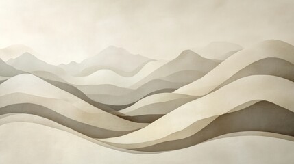 Abstract Beige Mountain Range Landscape Artwork
