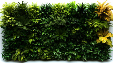 Vertical Garden Lush Green Wall Creates a Vibrant Indoor Oasis with Tropical Greenery and Golden Accents.