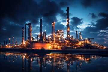 Obraz premium Excellent Illuminated factory against sky at night