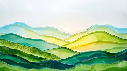 Obraz premium Colorful layered landscape in glass art style