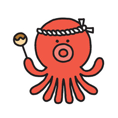 たこ焼きを持っているタコのキャラクター