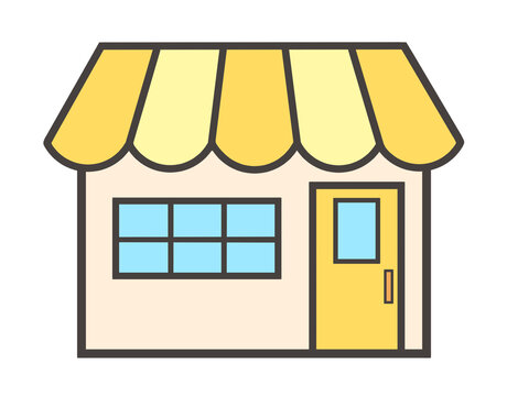 お店　ショップ　アイコン　素材　店舗　外観　商店　食料品店　ショッピング　売店　美容室　美容院　シンプル　おしゃれ　ポップ　あしらい　挿絵　白背景　透過　shop store icon
