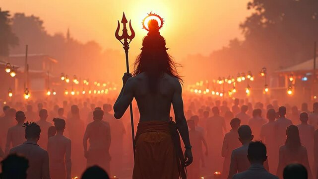 Maha Shivratri Celebration at Haridwar With Devotees Worshipping Lord Shiva at Sunset