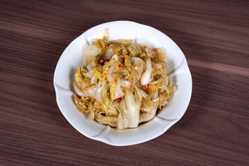 Lotus white salad on a plate