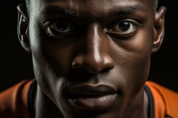 Obraz premium Dramatic portrait of a focused athlete with intense expression, highlighting strength and determination