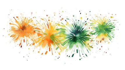 Fireworks bursting in the colors of the indian flag for diwali celebration