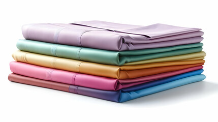 A Stack of Colorful Folded Sheets Sits on a White Background with Soft Lighting