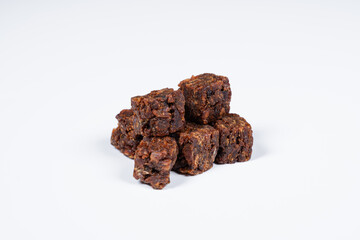 Cubes of spicy beef jerky