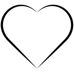 Simple black outline of a heart shape. Perfect for Valentine's Day, love, romance, or affection themes.