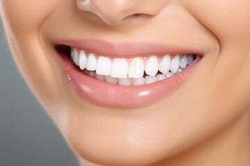 Fototapeta premium Close up of a perfect smile with healthy gums and white teeth