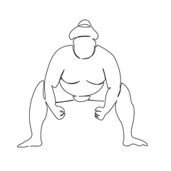 One continuous single drawing line art flat doodle sumo, wrestling, sport, religion, betting, japan lifestyle stand. Isolated image hand draw contour on a white background, hand drawn, not AI